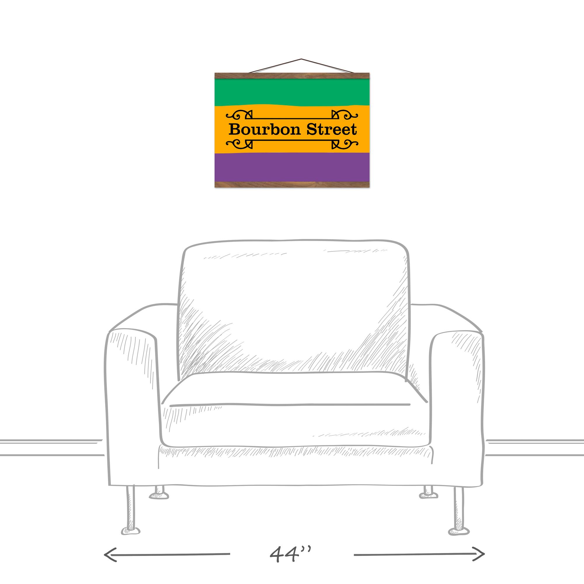 Bourbon Street Stripes Teak Hanging Canvas